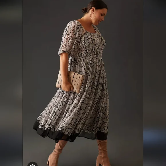 Anthropologie Smocked Midi Dress - Picture 1 of 8